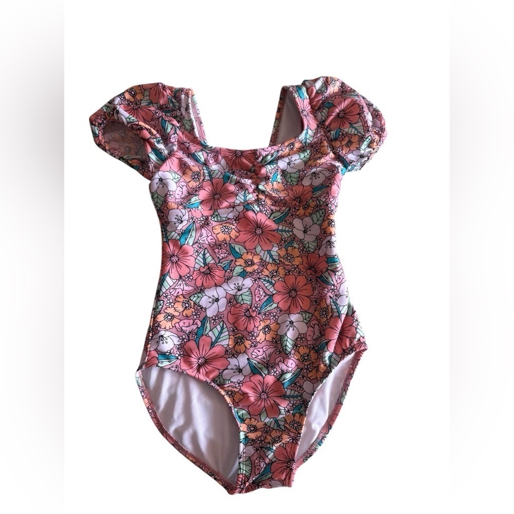 CAT & JACK Big Girls One Piece Floral Print Pink Swimwear | XL (14)
